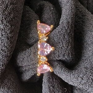 Rose gold triple pink heart ring
